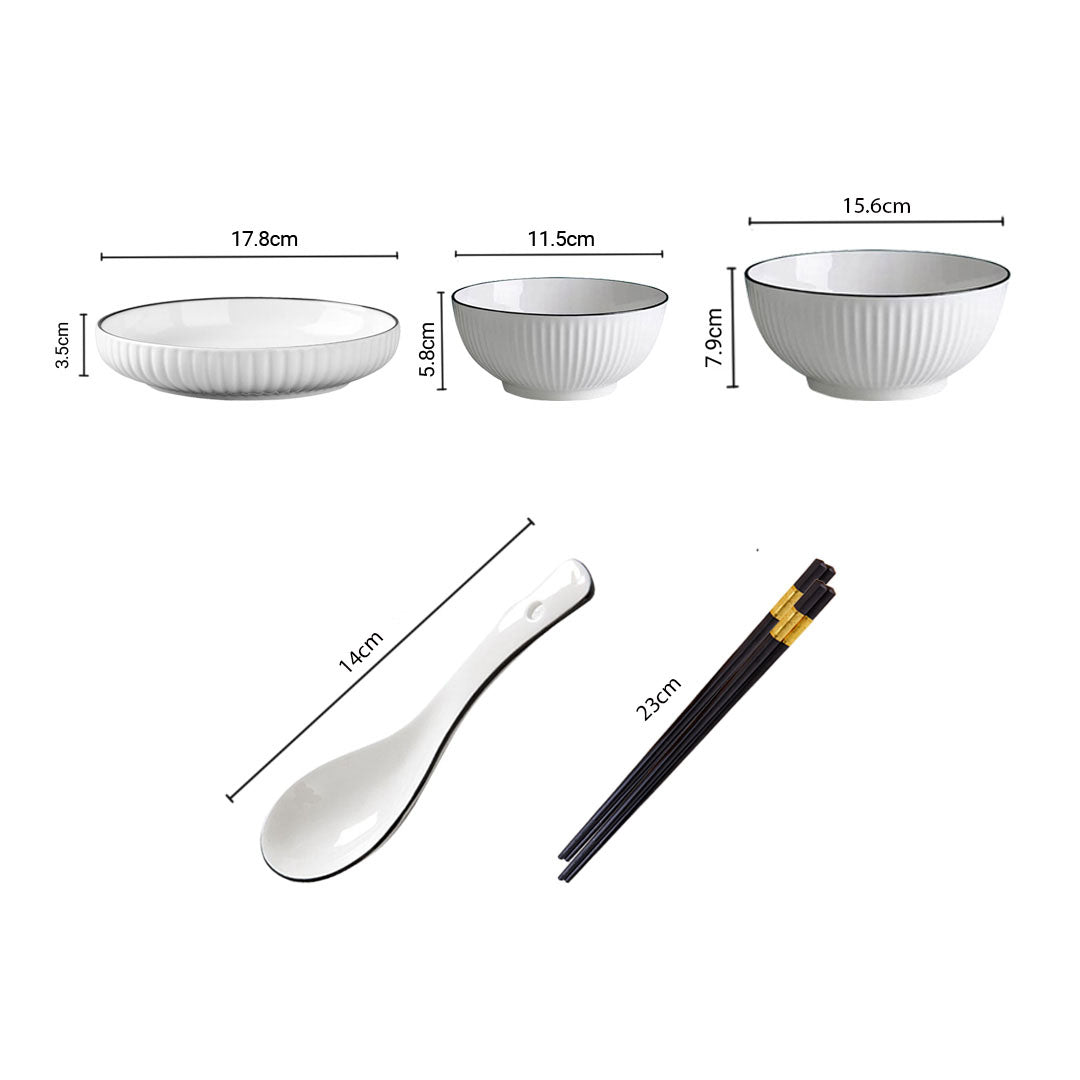 SOGA White Japanese Style Ceramic Dinnerware Crockery Soup Bowl Plate Server Kitchen Home Decor Set of 6 - Cafe Supply