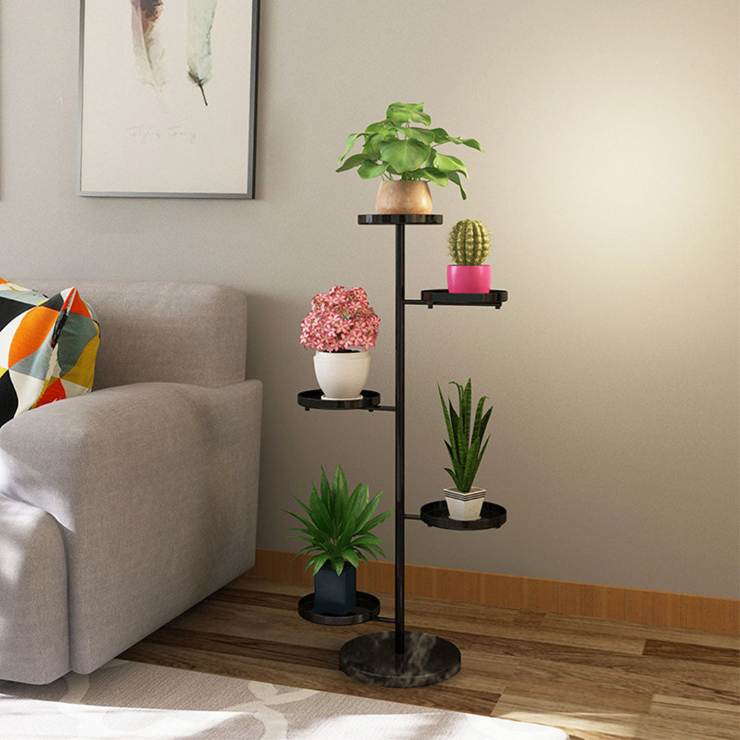 SOGA 3 Tier Black Round Plant Stand Flowerpot Tray Display Living Room Balcony Metal Decorative Shelf - Cafe Supply