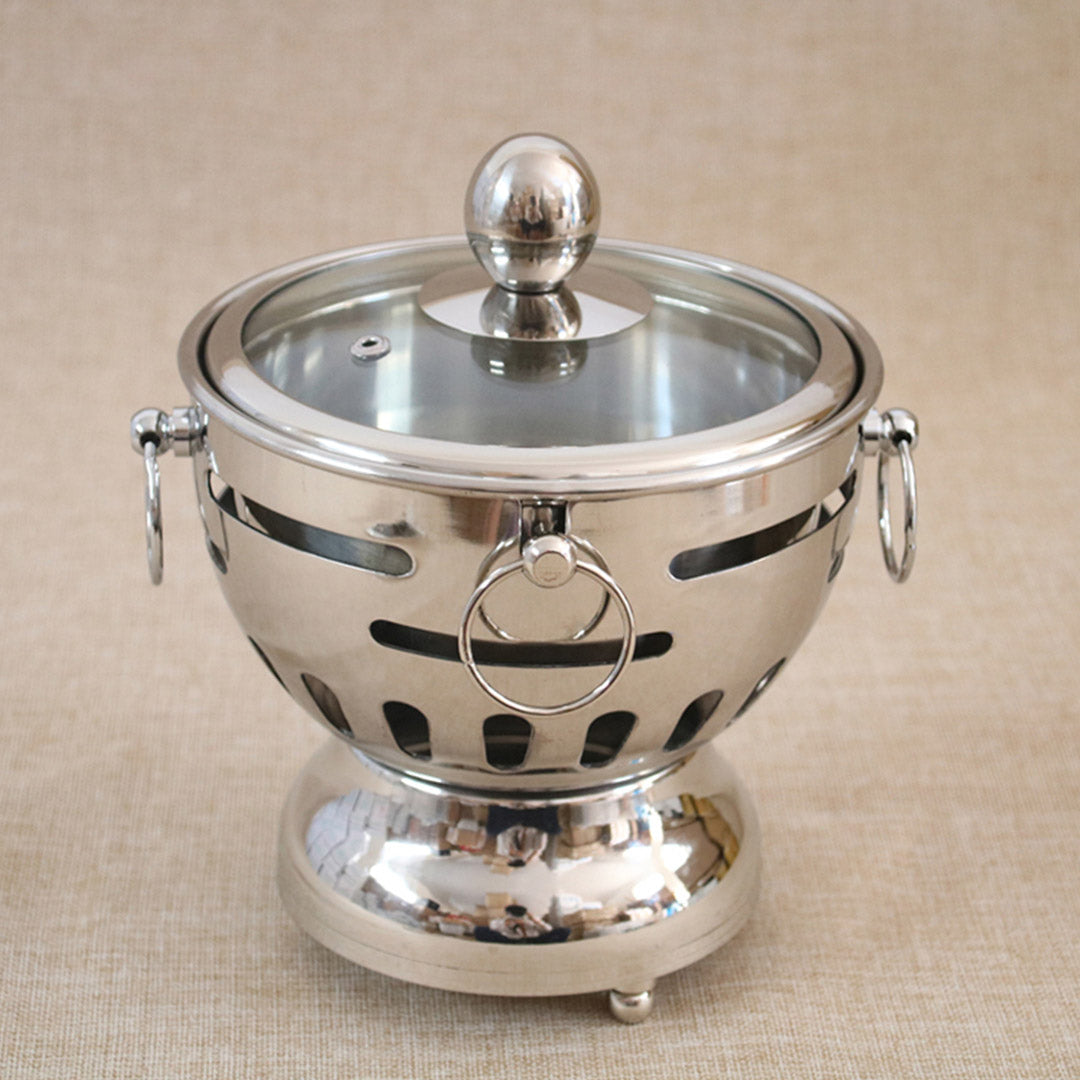 SOGA 2X Stainless Steel Mini Asian Buffet Hot Pot Single Person Shabu Alcohol Stove Burner with Glass Lid - Cafe Supply