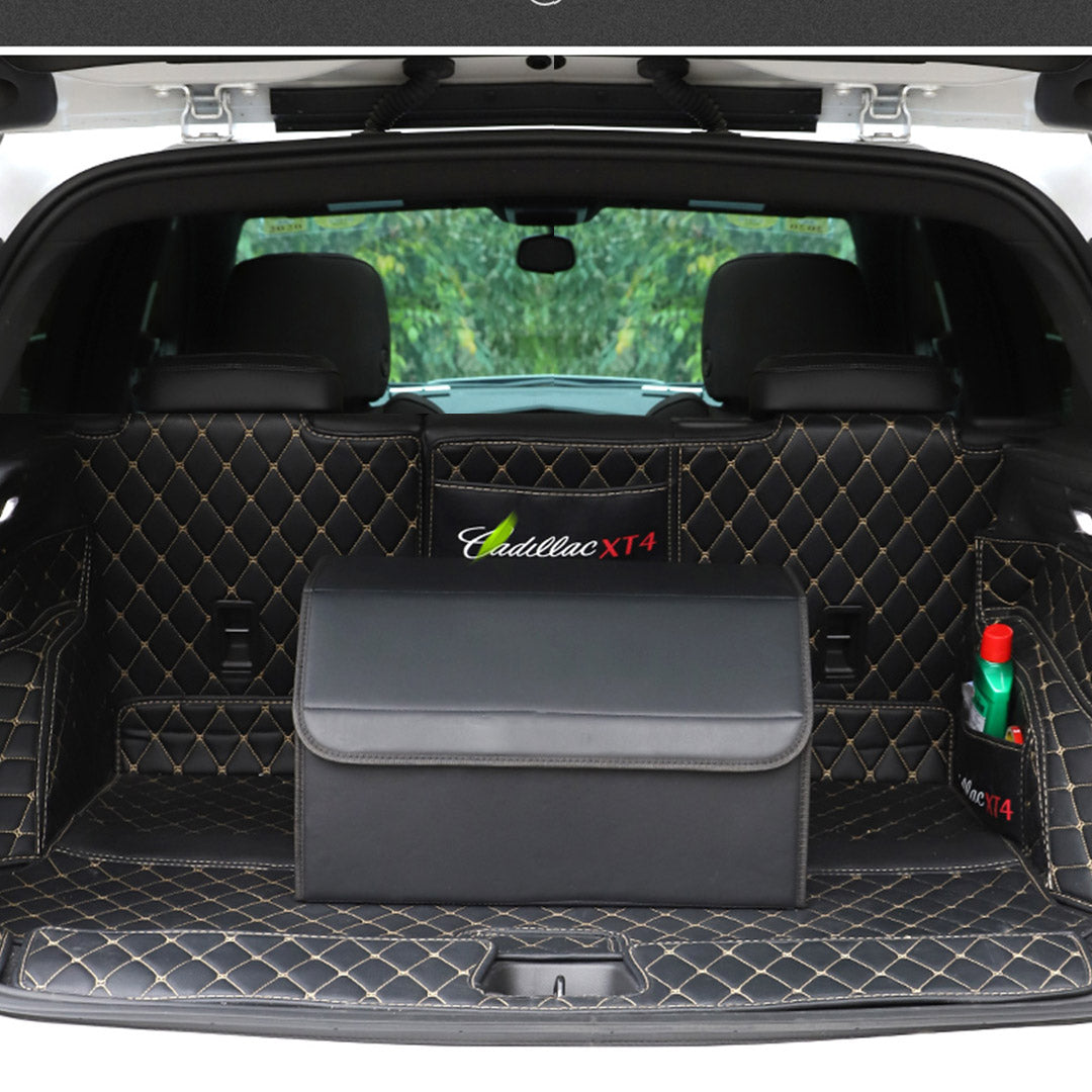 SOGA 2X Leather Car Boot Collapsible Foldable Trunk Cargo Organizer Portable Storage Box Black Medium - Cafe Supply