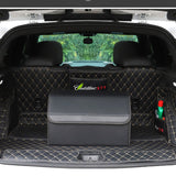 SOGA 2X Leather Car Boot Collapsible Foldable Trunk Cargo Organizer Portable Storage Box Black Medium - Cafe Supply
