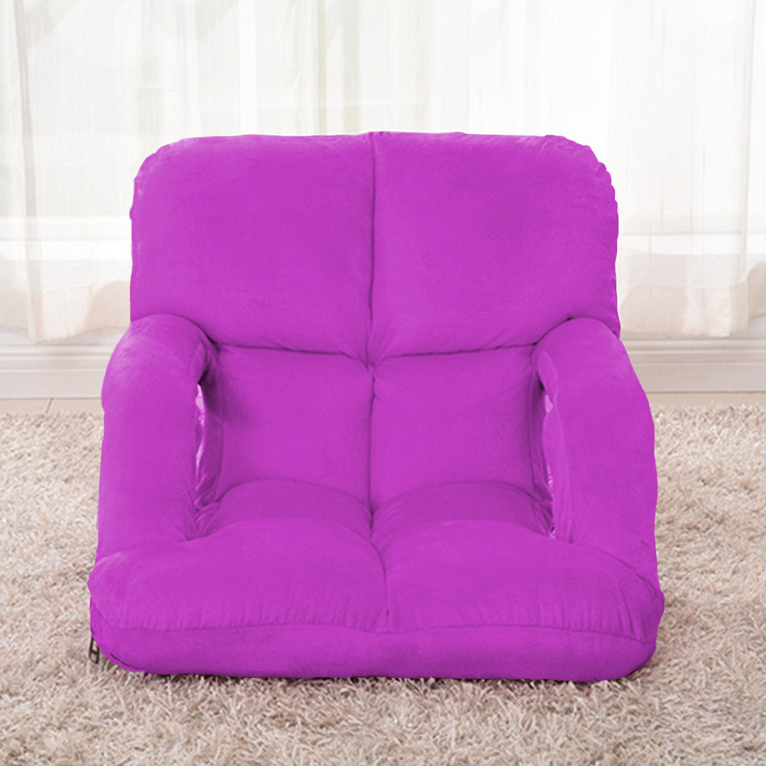 SOGA  Foldable Lounge Cushion Adjustable Floor Lazy Recliner Chair with Armrest Purple - Cafe Supply