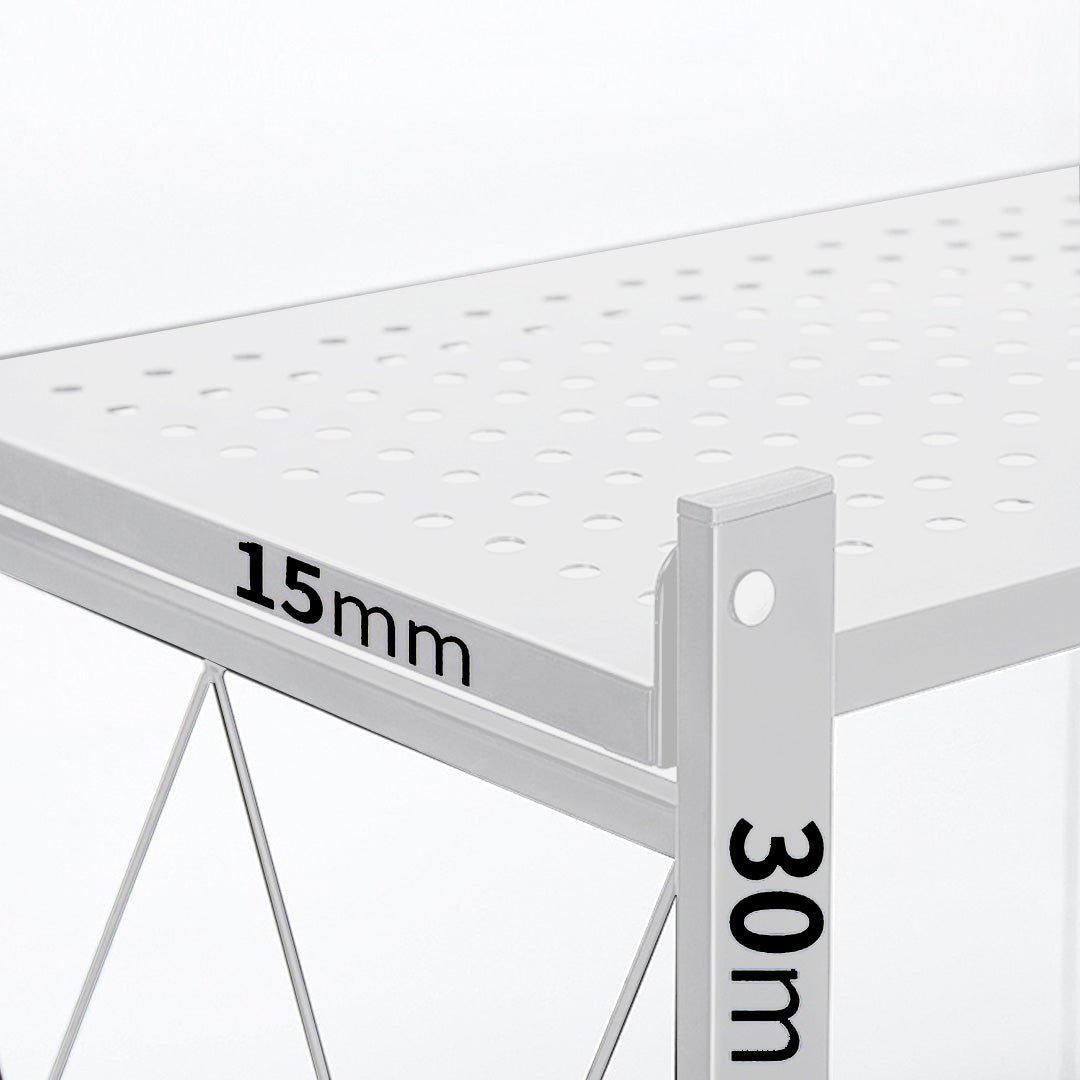 SOGA 2X 5 Tier Steel White Foldable Kitchen Cart Multi-Functional Shelves Portable Storage Organizer with Wheels - Cafe Supply