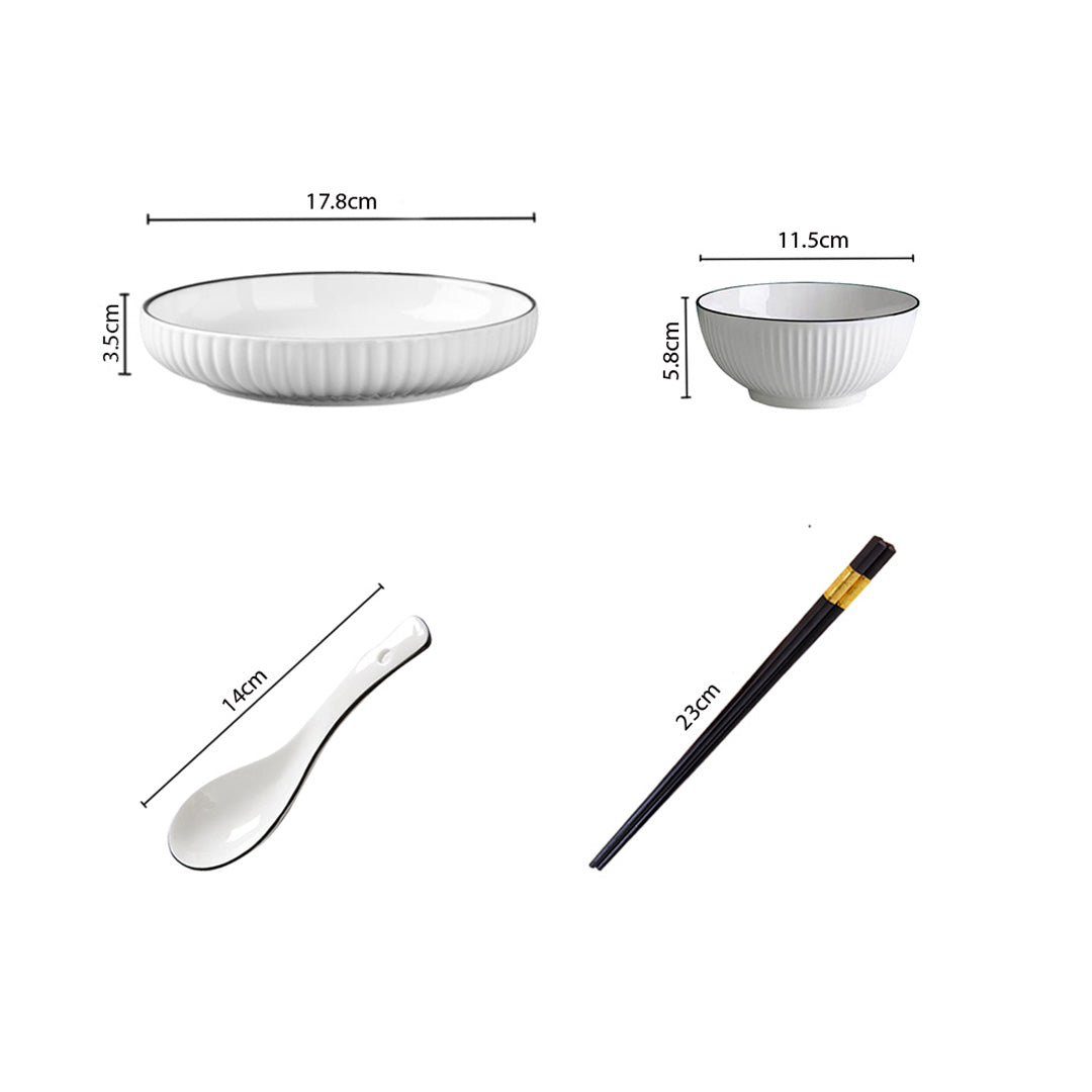 SOGA White Japanese Style Ceramic Dinnerware Crockery Soup Bowl Plate Server Kitchen Home Decor Set of 4 - Cafe Supply