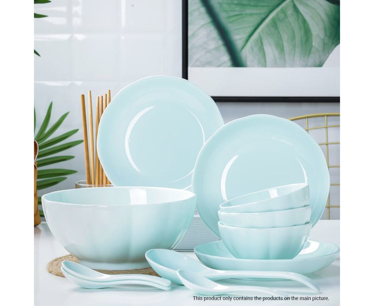 SOGA Light Blue Japanese Style Ceramic Dinnerware Crockery Soup Bowl Plate Server Kitchen Home Decor Set of 10 - Cafe Supply