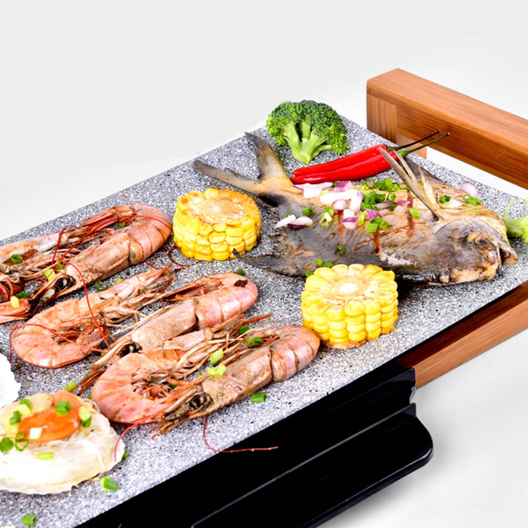 SOGA 2X Electric Ceramic BBQ Grill Non-stick Surface Hot Plate for Indoor & Outdoor Stone - Cafe Supply