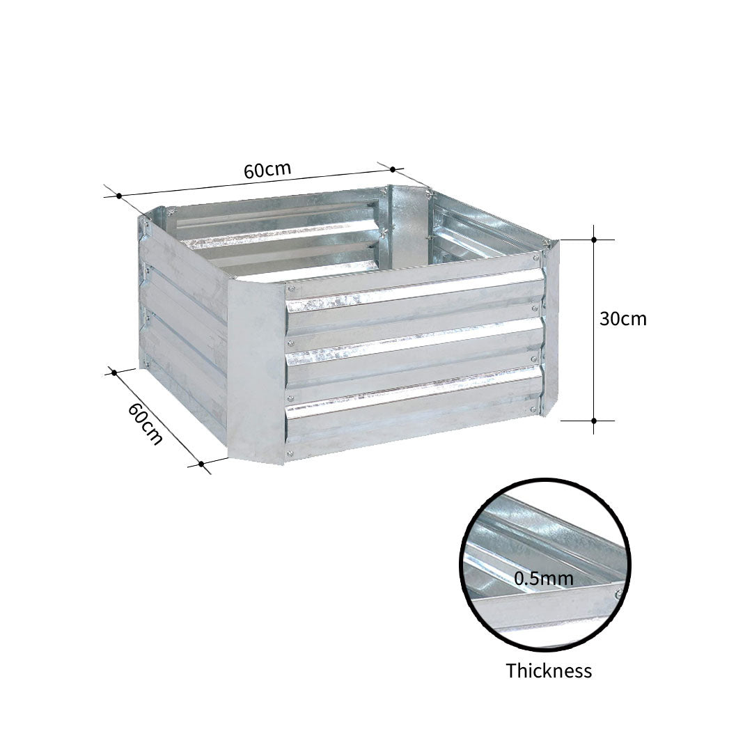 SOGA 2X 60cm Square Galvanised Raised Garden Bed Vegetable Herb Flower Outdoor Planter Box - Cafe Supply