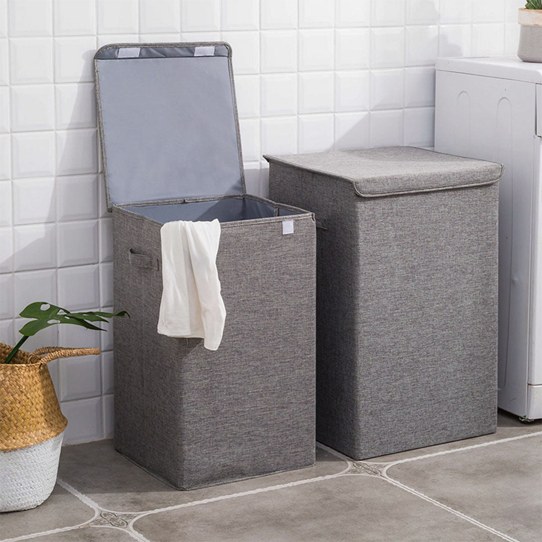 SOGA 2X Grey Large Collapsible Laundry Hamper Storage Box Foldable Canvas Basket Home Organiser Decor - Cafe Supply