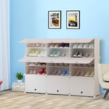 SOGA 5 Tier 3 Column White Shoe Rack Organizer Sneaker Footwear Storage Stackable Stand Cabinet Portable Wardrobe with Cover - Cafe Supply