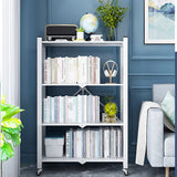 SOGA 2X 4 Tier Steel White Foldable Display Stand Multi-Functional Shelves Portable Storage Organizer with Wheels - Cafe Supply