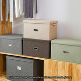 SOGA Beige Medium Foldable Canvas Storage Box Cube Clothes Basket Organiser Home Decorative Box - Cafe Supply