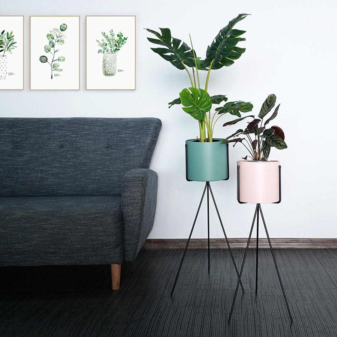 SOGA 2X 70cm Tripod Flower Pot Plant Stand with Pink Flowerpot Holder Rack Indoor Display - Cafe Supply