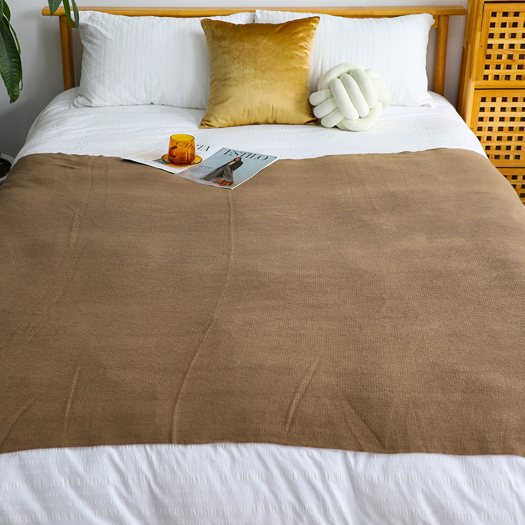 SOGA 2X Coffee Acrylic Knitted Throw Blanket Solid Fringed Warm Cozy Woven Cover Couch Bed Sofa Home Decor - Cafe Supply