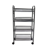 SOGA 2X 4 Tier Steel Black Bee Mesh Kitchen Cart Multi-Functional Shelves Portable Storage Organizer with Wheels - Cafe Supply