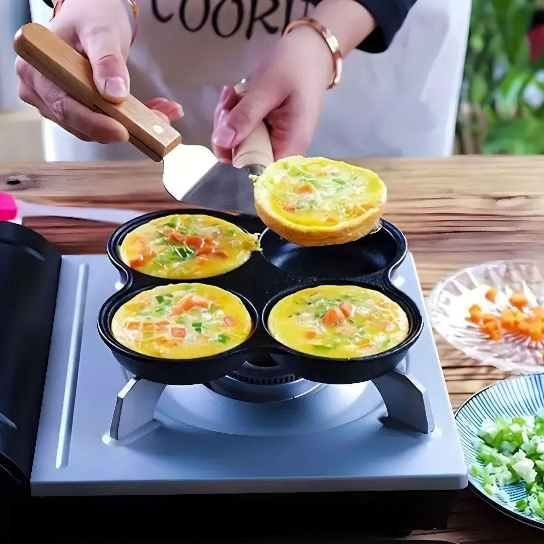 SOGA 2X 4 Mold Multi-Portion Cast Iron Breakfast Fried Egg Pancake Omelet Fry Pan - Cafe Supply