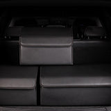 SOGA 2X Leather Car Boot Collapsible Foldable Trunk Cargo Organizer Portable Storage Box Black Small - Cafe Supply