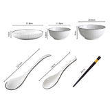 SOGA White Japanese Style Ceramic Dinnerware Crockery Soup Bowl Plate Server Kitchen Home Decor Set of 5 - Cafe Supply