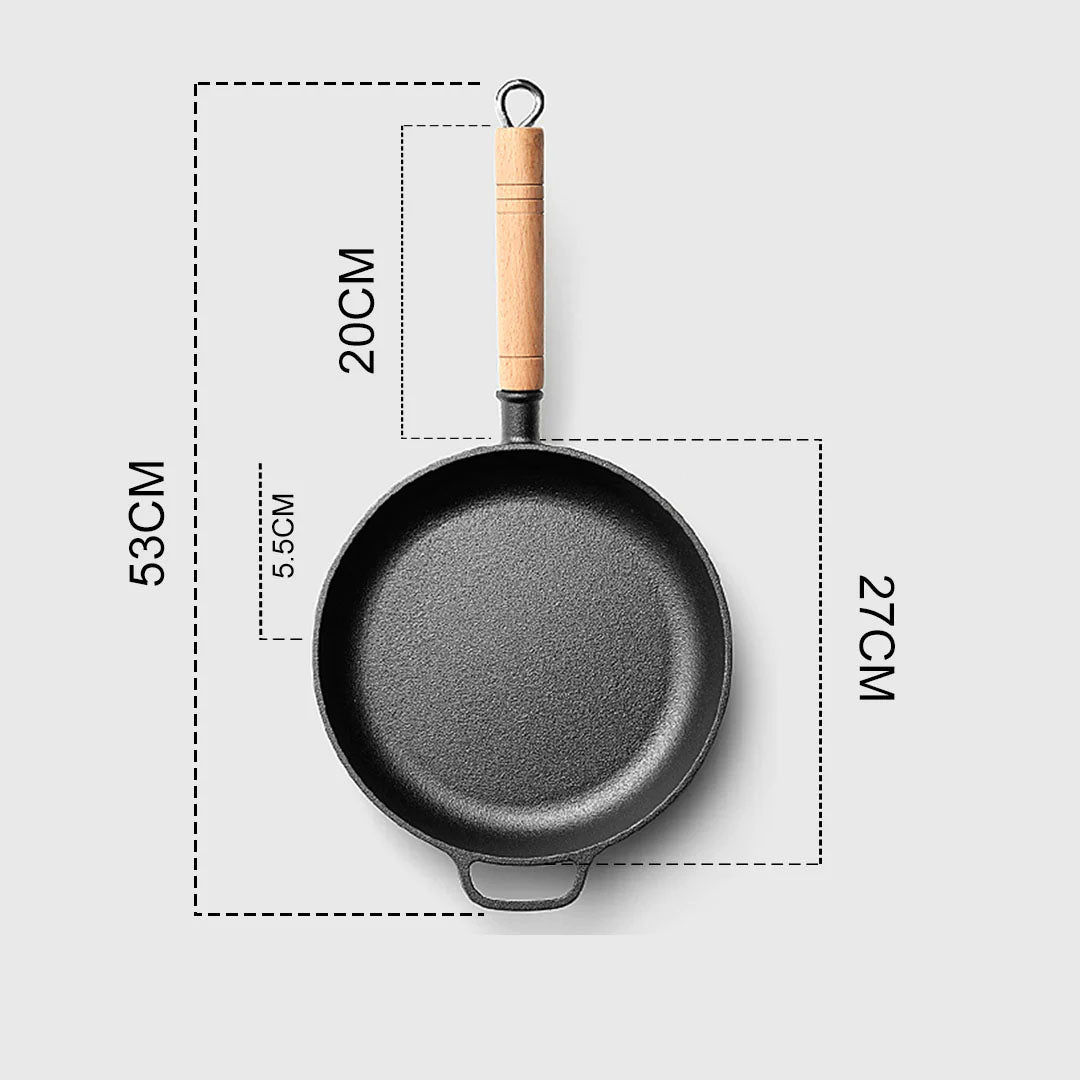 SOGA 2X 27cm Round Cast Iron Frying Pan Skillet Steak Sizzle Platter with Helper Handle - Cafe Supply
