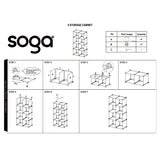 SOGA 4 Tier 8-Cube Black Portable Wardrobe Divide-Grid Modular Storage Organiser Foldable Closet - Cafe Supply