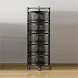 SOGA 5 Tier Steel Round Rotating Kitchen Cart Multi-Functional Shelves Portable Storage Organizer with Wheels - Cafe Supply