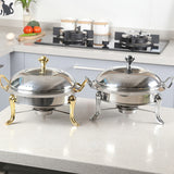 SOGA Stainless Steel Gold Accents Round Buffet Chafing Dish Cater Food Warmer Chafer with Glass Top Lid - Cafe Supply