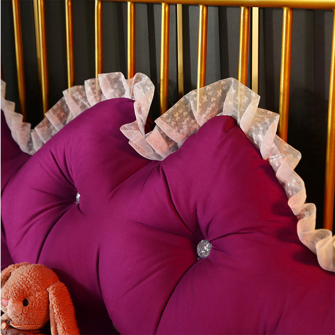 SOGA 2X 180cm Burgundy Princess Bed Pillow Headboard Backrest Bedside Tatami Sofa Cushion with Ruffle Lace Home Decor - Cafe Supply