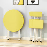 SOGA Yellow Dining Table Portable Round Surface Space Saving Folding Desk Home Decor - Cafe Supply