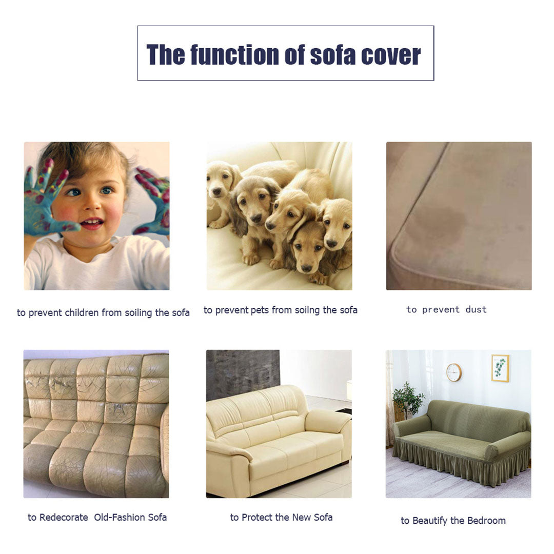 SOGA 2-Seater Grey Sofa Cover with Ruffled Skirt Couch Protector High Stretch Lounge Slipcover Home Decor - Cafe Supply