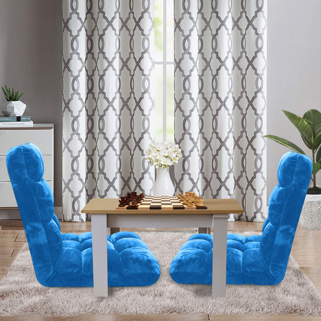 SOGA 2X Floor Recliner Folding Lounge Sofa Futon Couch Folding Chair Cushion Blue - Cafe Supply