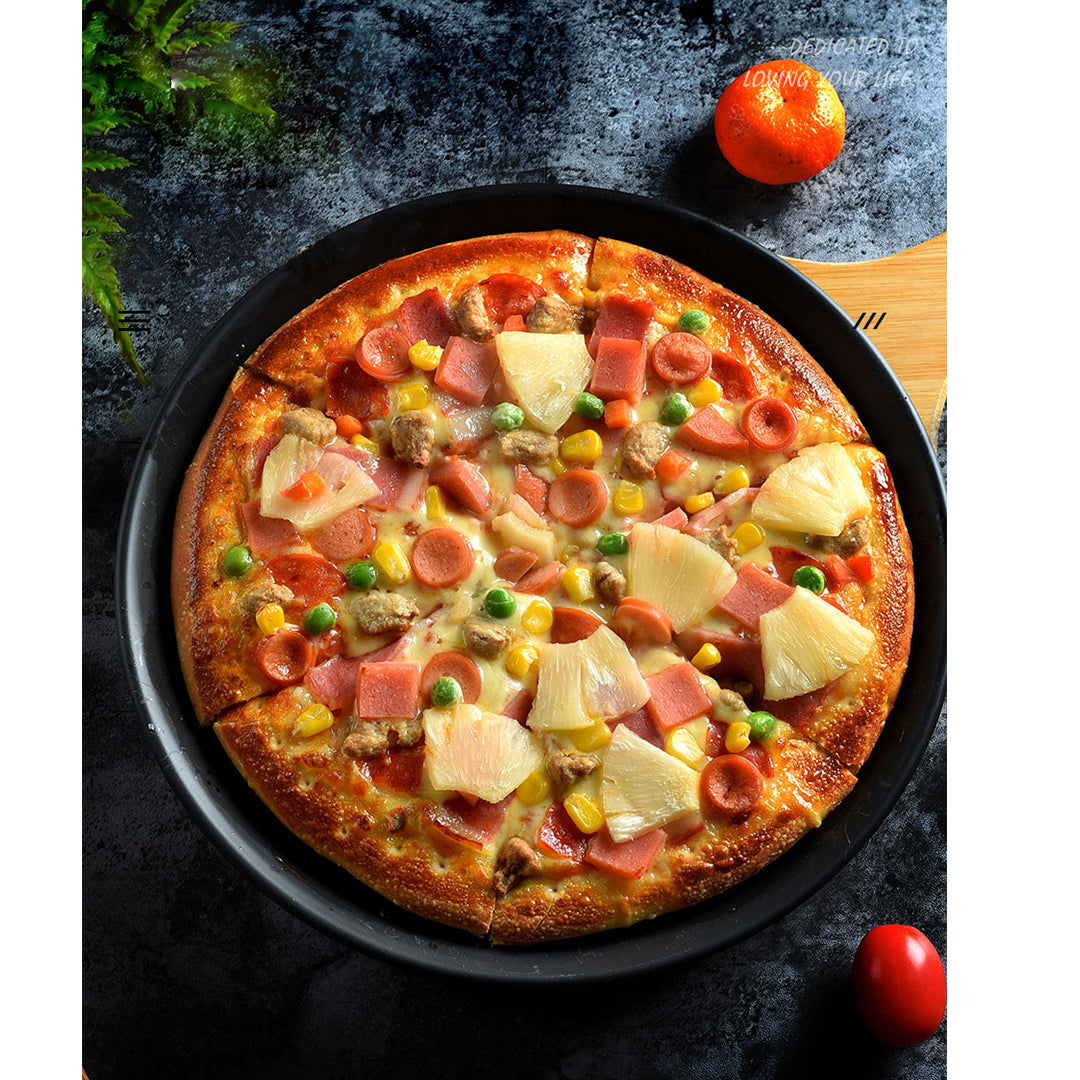 SOGA 2X 9-inch Round Black Steel Non-stick Pizza Tray Oven Baking Plate Pan - Cafe Supply