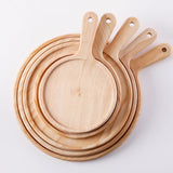 SOGA 2X 8 inch Round Premium Wooden Pine Food Serving Tray Charcuterie Board Paddle Home Decor - Cafe Supply