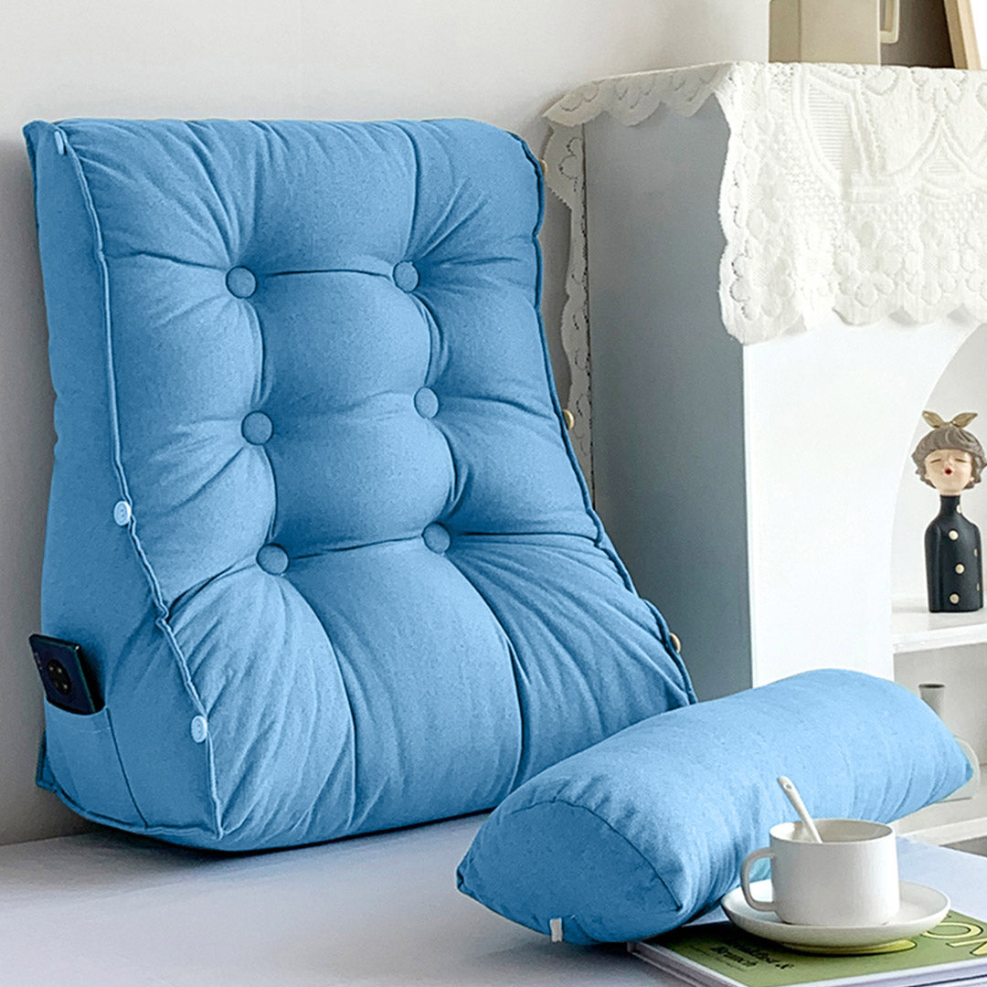 SOGA 2X 45cm Blue Triangular Wedge Lumbar Pillow Headboard Backrest Sofa Bed Cushion Home Decor - Cafe Supply