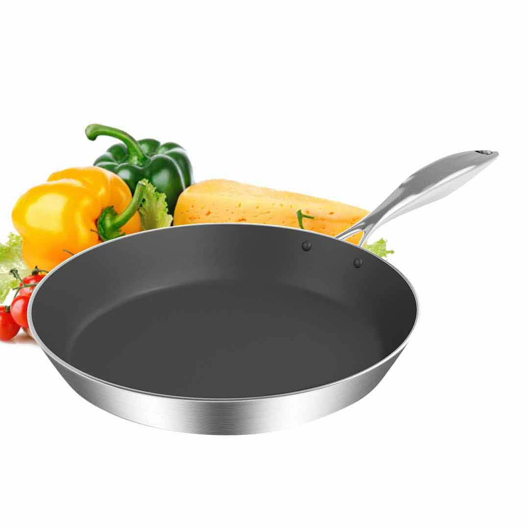 SOGA 6X Stainless Steel Fry Pan Frying Pan Induction FryPan Non Stick Interior Skillet - Cafe Supply