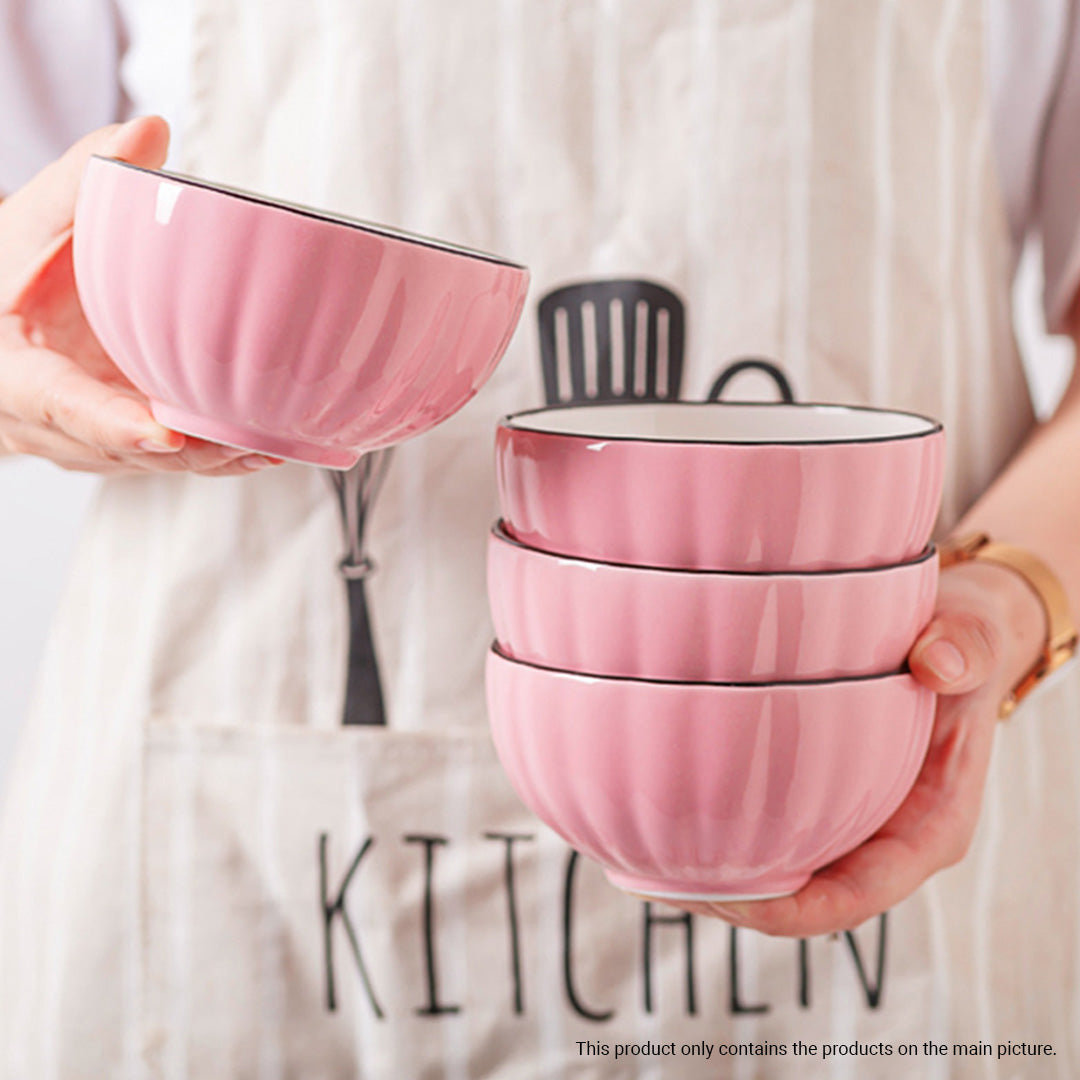 SOGA Pink Japanese Style Ceramic Dinnerware Crockery Soup Bowl Plate Server Kitchen Home Decor Set of 10 - Cafe Supply