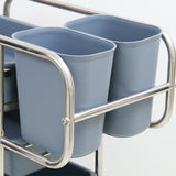 SOGA 2X 3 Tier Food Trolley Food Waste Cart Five Buckets Kitchen Food Utility 80x43x89cm Round - Cafe Supply