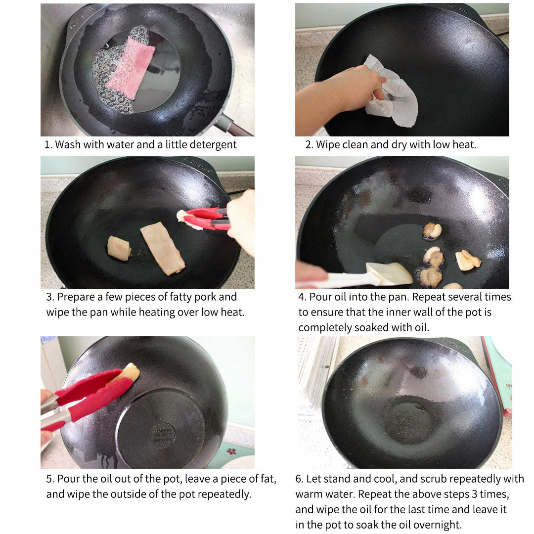 SOGA 2X 31cm Commercial Cast Iron Wok Round Bottom FryPan Home Cooking Skillet - Cafe Supply