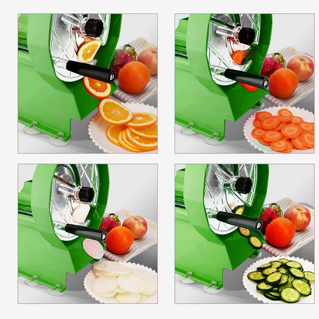 SOGA 2X Commercial Manual Vegetable Fruit Slicer Kitchen Cutter Machine Green