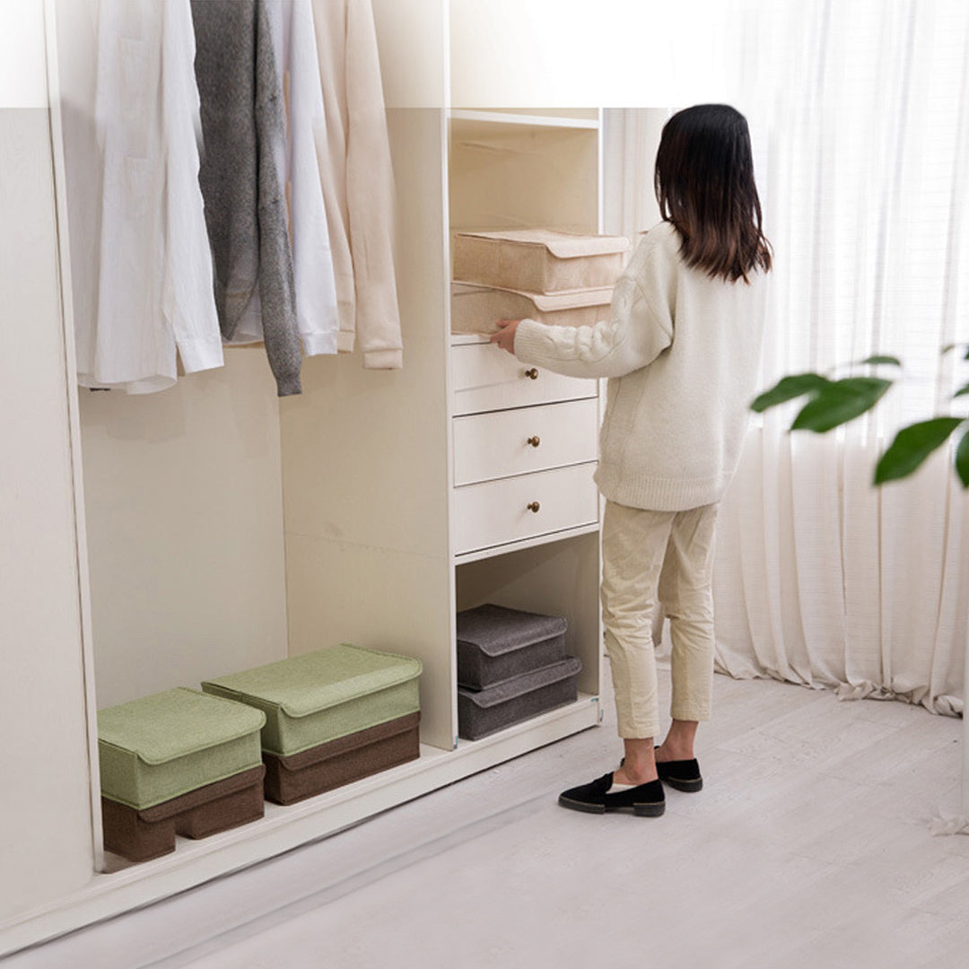 SOGA 2X Grey Flip Top Underwear Storage Box Foldable Wardrobe Partition Drawer Home Organiser - Cafe Supply
