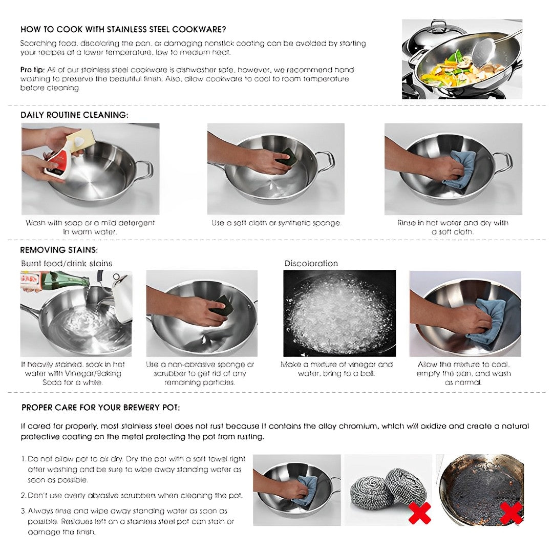 SOGA Stock Pot 21L Top Grade Thick Stainless Steel Stockpot 18/10 Without Lid - Cafe Supply