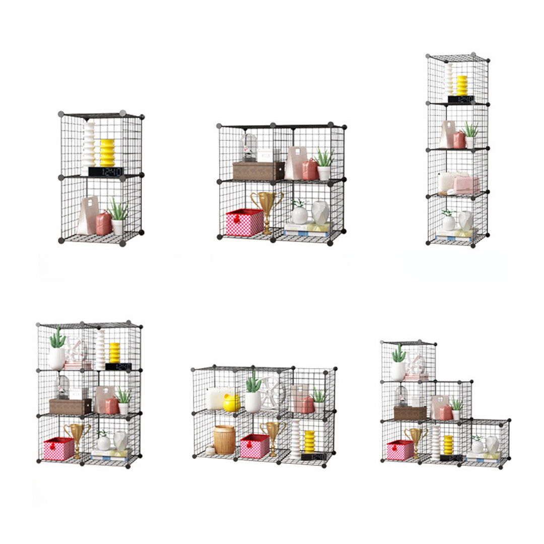 SOGA 2X Black Portable 4-Cube Storage Organiser Foldable DIY Modular Grid Space Saving Shelf - Cafe Supply