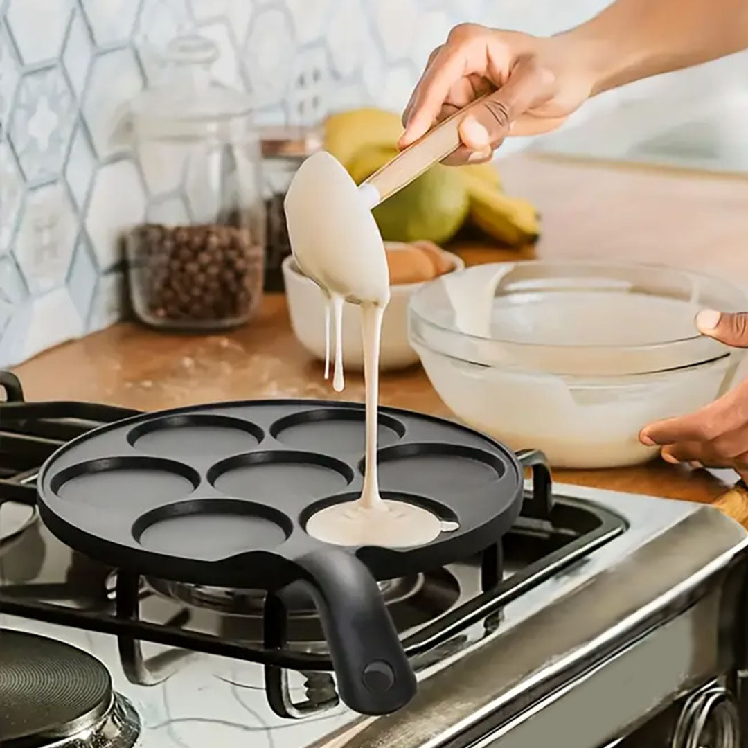 SOGA 23cm Cast Iron Takoyaki Fry Pan Octopus Balls Maker 7 Hole Cavities Grill Mold - Cafe Supply