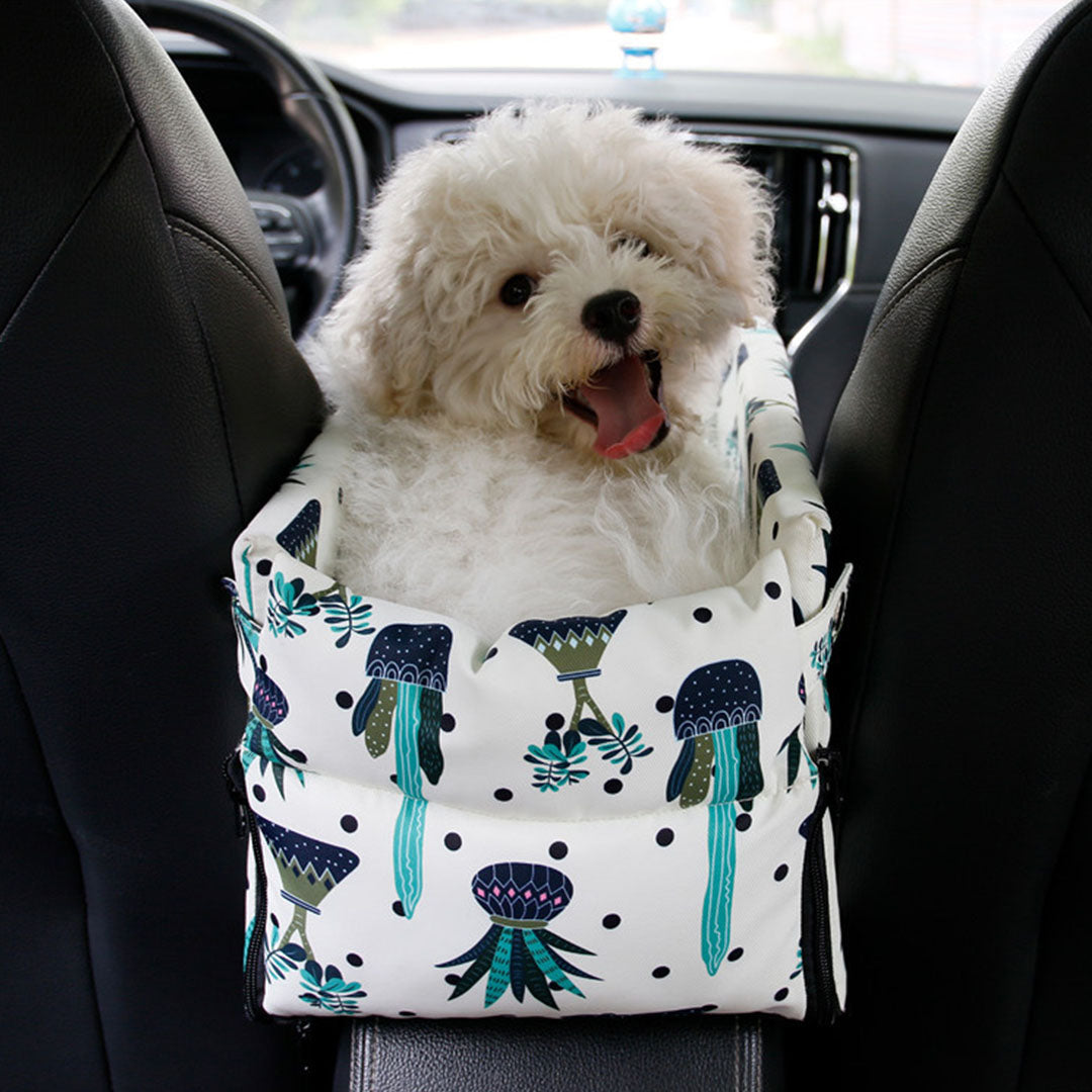 SOGA 2X Car Central Control Nest Pet Safety Travel Bed Dog Kennel Portable Washable Pet Bag White - Cafe Supply