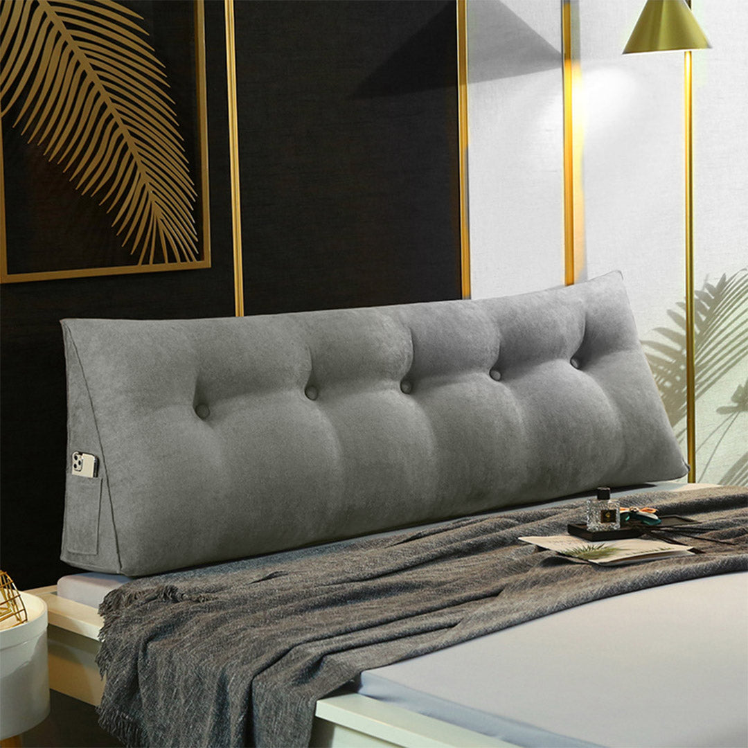 SOGA 2X 180cm Grey Triangular Wedge Bed Pillow Headboard Backrest Bedside Tatami Cushion Home Decor - Cafe Supply