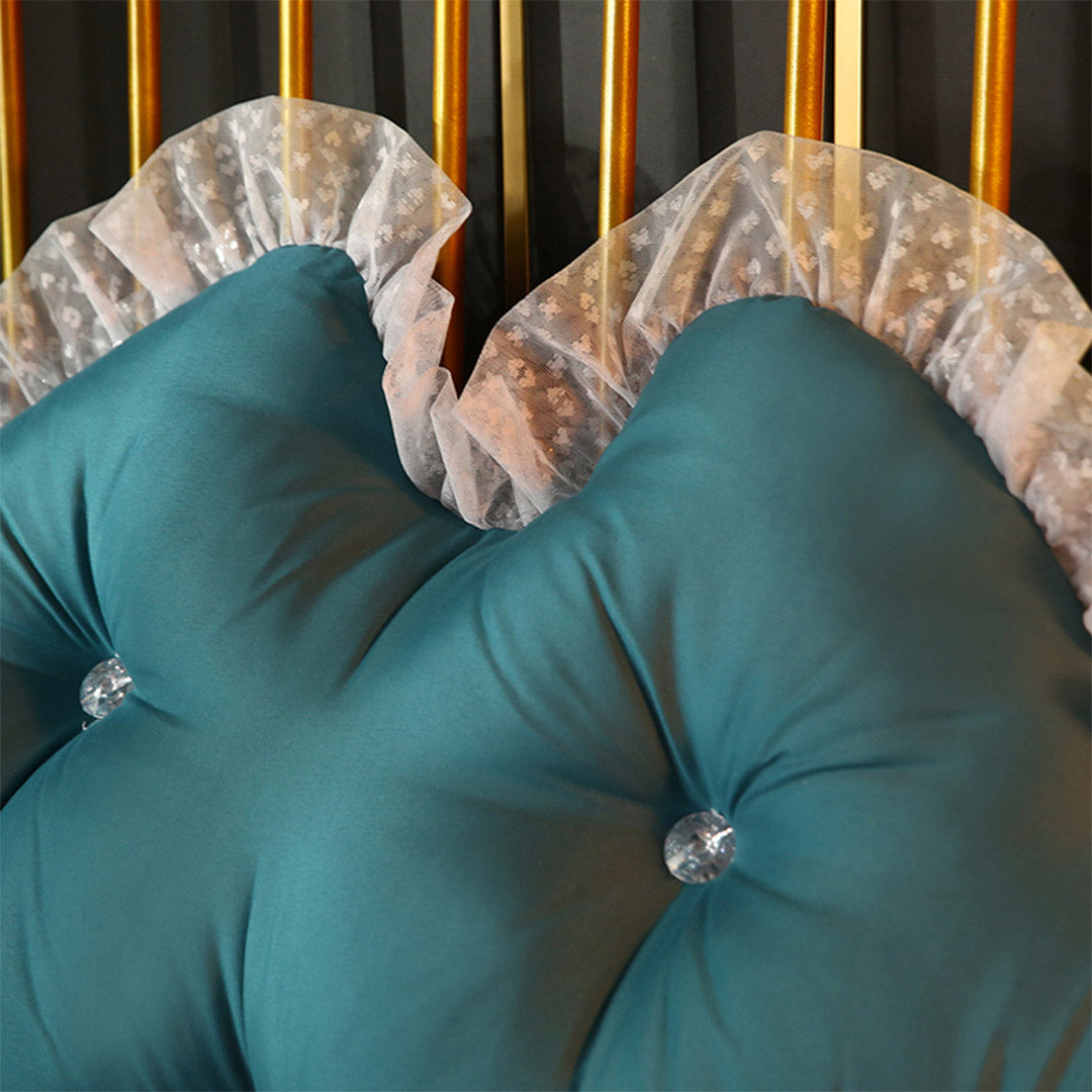 SOGA 2X 180cm Blue-Green Princess Bed Pillow Headboard Backrest Bedside Tatami Sofa Cushion with Ruffle Lace Home Decor - Cafe Supply