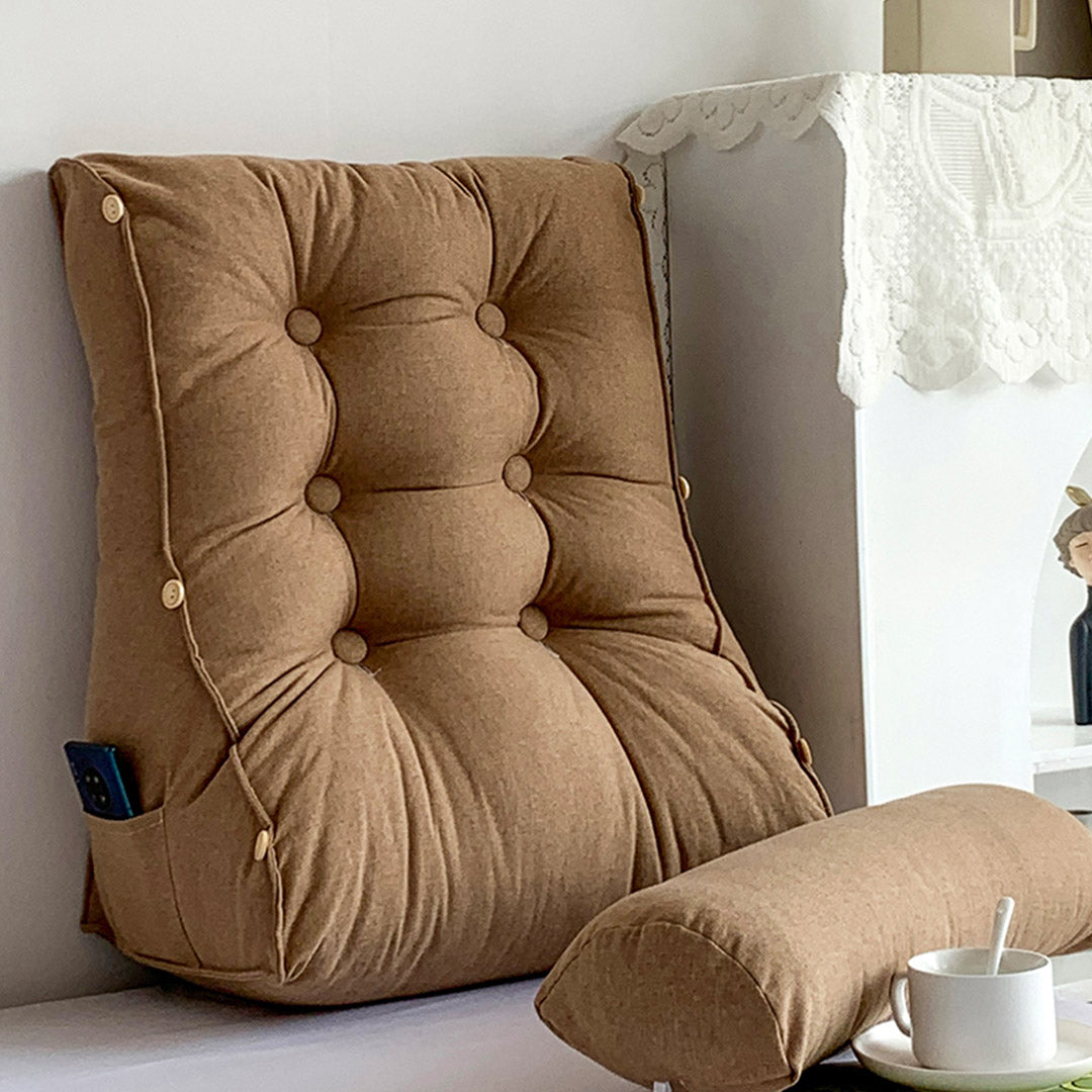 SOGA 2X 60cm Khaki Triangular Wedge Lumbar Pillow Headboard Backrest Sofa Bed Cushion Home Decor - Cafe Supply