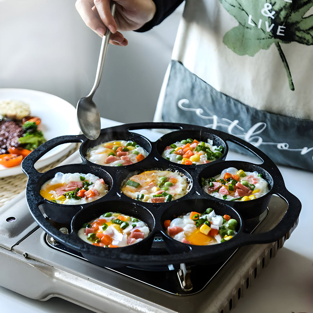 SOGA 2X 32cm Cast Iron Takoyaki Fry Pan Octopus Balls Maker 7 Hole Cavities Grill Mold - Cafe Supply