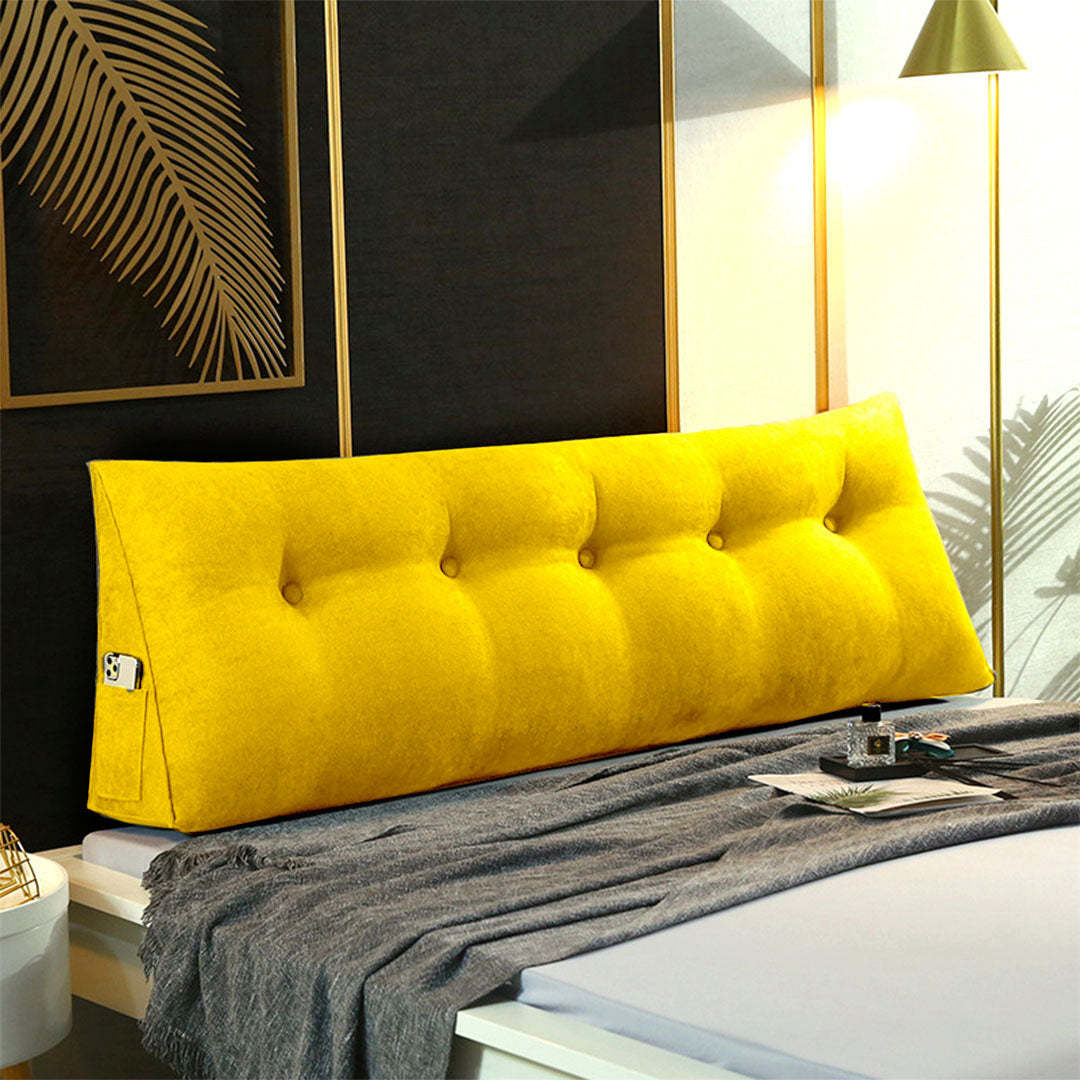 SOGA 2X 180cm Yellow Triangular Wedge Bed Pillow Headboard Backrest Bedside Tatami Cushion Home Decor - Cafe Supply