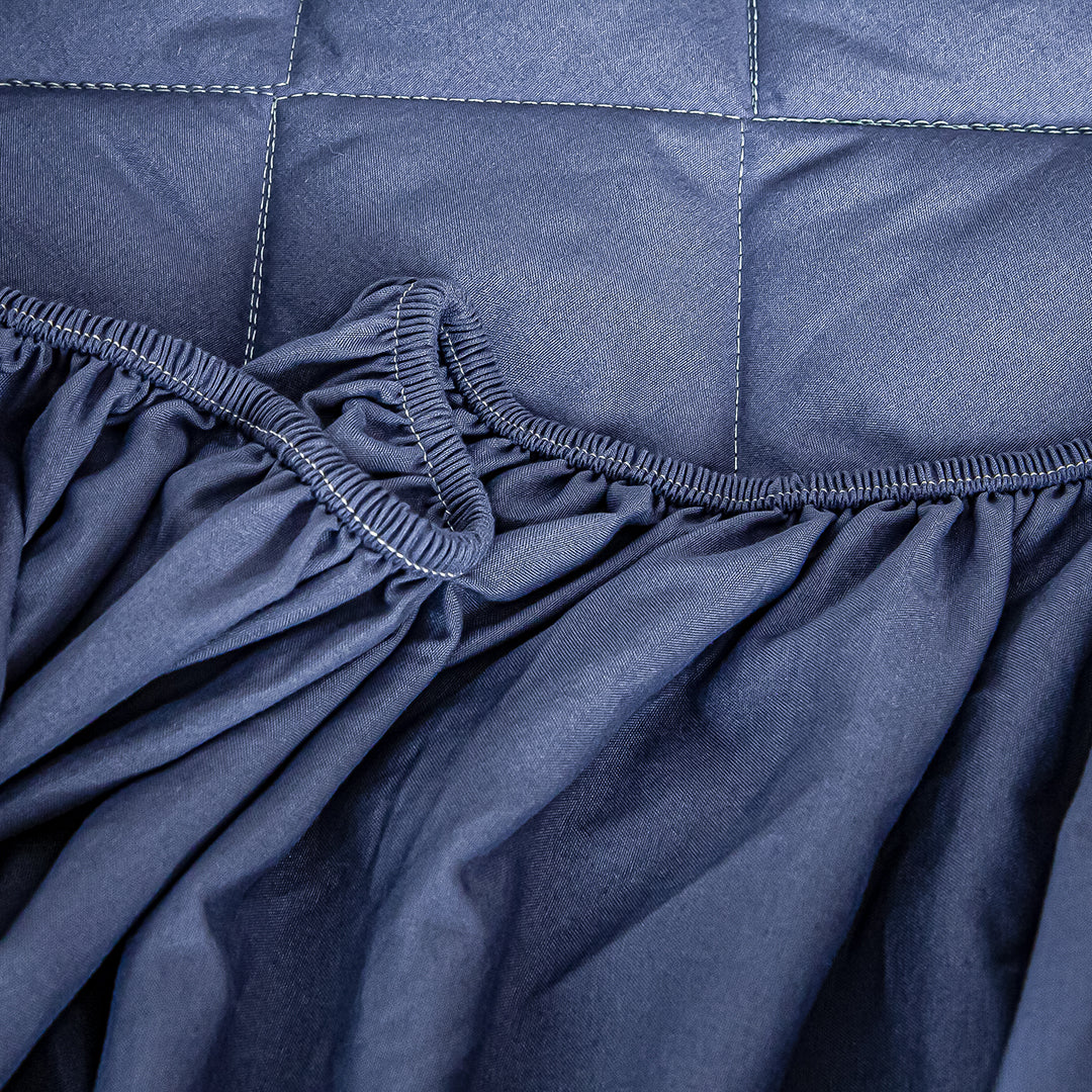 SOGA Blue 153cm Wide Cross-Hatch Mattress Cover Thick Quilted Stretchable Bed Spread Sheet Protector with Pillow Covers - Cafe Supply
