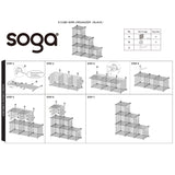 SOGA 2X Black Portable 6-Cube 3 Column Storage Organiser Foldable DIY Modular Grid Space Saving Shelf - Cafe Supply