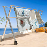 SOGA 2X 1.6m Portable Standing Clothes Drying Rack Foldable Space-Saving Laundry Holder 3 Poles - Cafe Supply